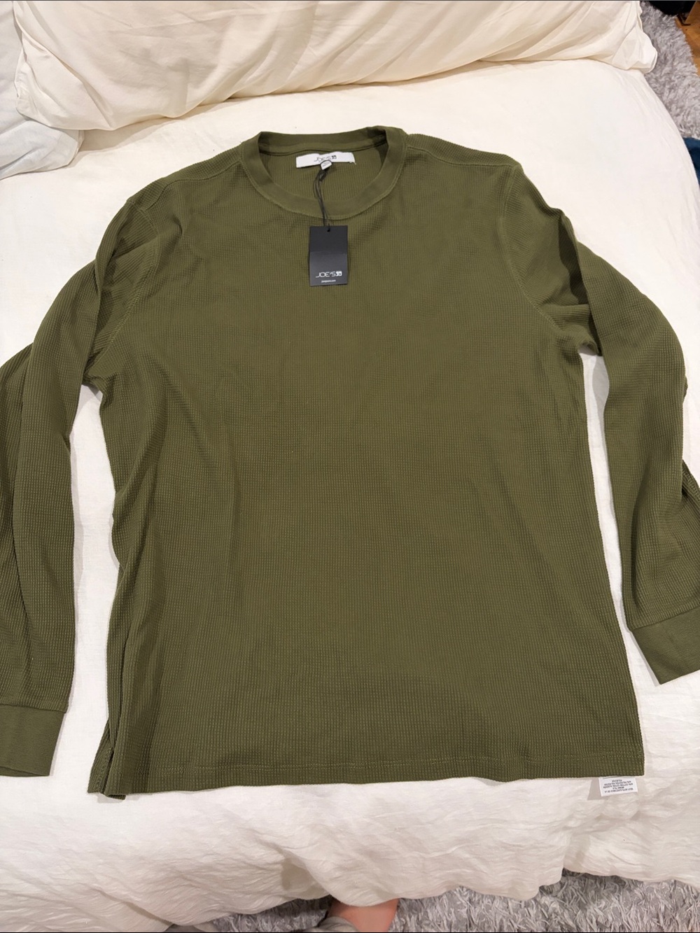 Joe's Jeans Olive Waffle-Knit Long Sleeve Crew